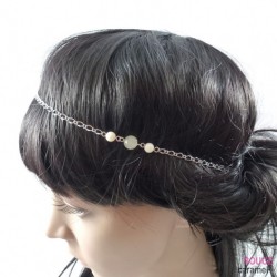 Headband - Bijou avec petites perles sur le côté ( ivoire) 